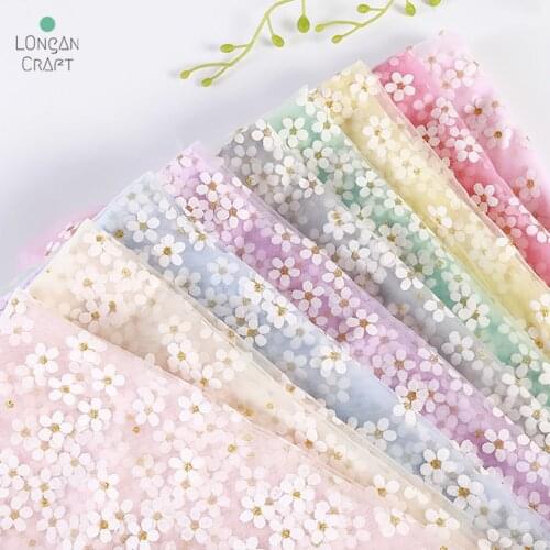 1 Meter Flower Printing Tulle Mesh Fabric for Girls Summer Dress Princess Dress Handmade DIY Clothing Decoration Sewing Fabric