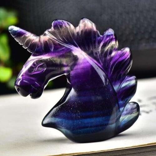 1PC Natural Crystal Fluorite unicorn Ornaments Quartz Mineral Jewelry Modern Home Decoration Stone Crafts Holiday GiftOrnaments