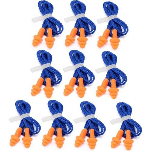 10 Pairs Universal Waterproof Soft Ear Plugs Silicone Corded Reusable Ear Plugs Noise Defense Hearing Protection For Swiming Use