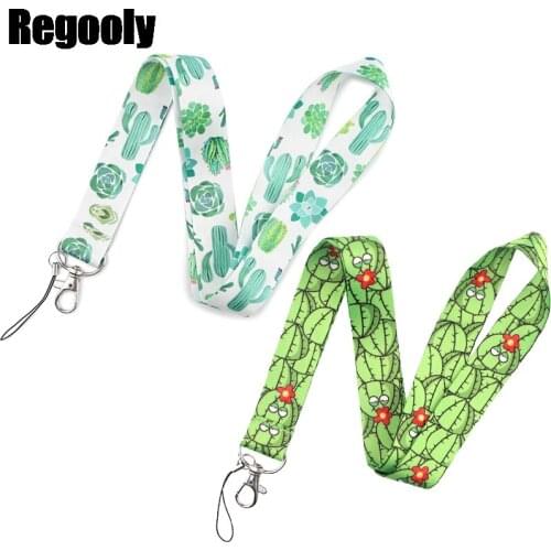 10pcs Cactus Keychain Lanyards Id Badge Holder ID Card Pass Gym Mobile Phone Badge Holder Key Strap webbings ribbons gifts