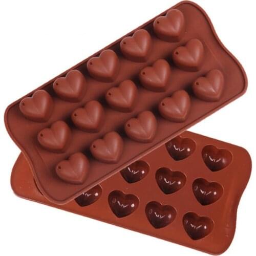 100pcs15 Holes Heart Shape Chocolate Mold DIY Silicone Cake Decoration Mold Jelly Ice Baking Mould Love Gift SN3680