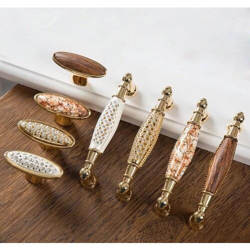 128mm Vintage glass diamond furniture handle K9 crystal kitchen cabinet handle Bronze dresser cupboard pull 5"antique brass knob