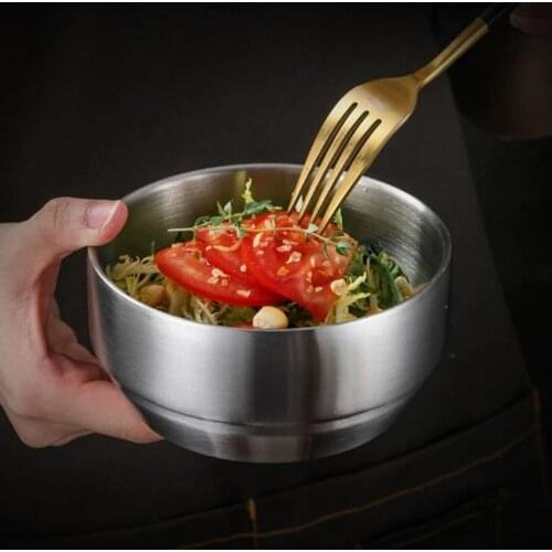 2021 Newest 304 Korean Stainless Steel Double Rice Bowl With Lid Soup Bowl Steamed Rice Bowl Anti-Scalding Child Small Bowl