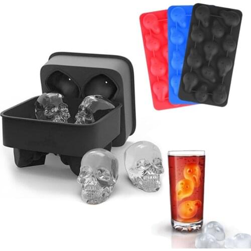 3D Large Skull Ice Mold Forms for Ice Cream Kitchen Pudding Silicone Chocolate Tray Bar Party Cool Whiskey Wine Ice Cream Tools
