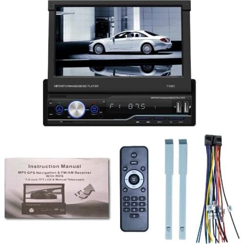 50% Hot Sell T100C 7inch Retractable Car MP5 Player Bluetooth Calling HD Reversing Image DVD Radio MP4 Player for Vehicles