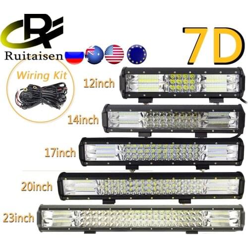 7D Tri-Row Combo Offroad LED Light Bar 12'' 14" 17" 20" 23''in Led Work Light Bar For Car Truck SUV ATV 4x4 4WD 12v 24V