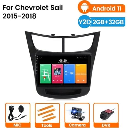 Car Android 2G+32G 9inch 2Din Car Video Radio Quad Core WIFI GPS Bluetooth Multimedia For Chevrolet sail 2015-2019 RDS SWC MIC
