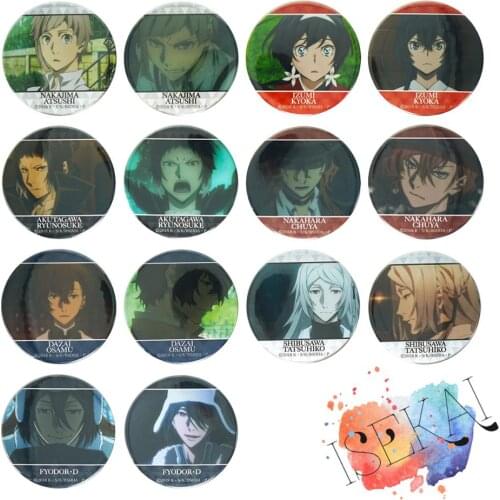 Bungo Stray Dogs Anime Badge Atsushi Nakajima Dazai Osamu Nakahara Chuya Fyodor Dostoevsky Tatsuhiko Metal Badge Brooch Pins
