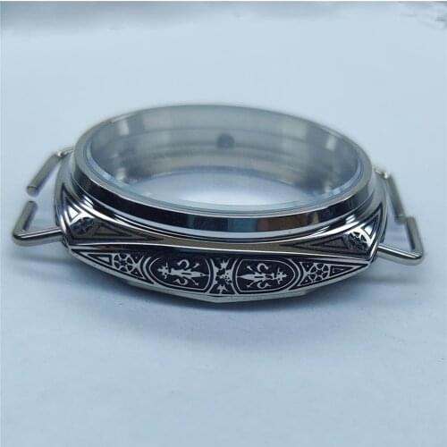 45mm Movement Case for ST36 316L Stainless Steel Carved Hand-Winding Polished Watch Case for ETA 6497/6498 Movement