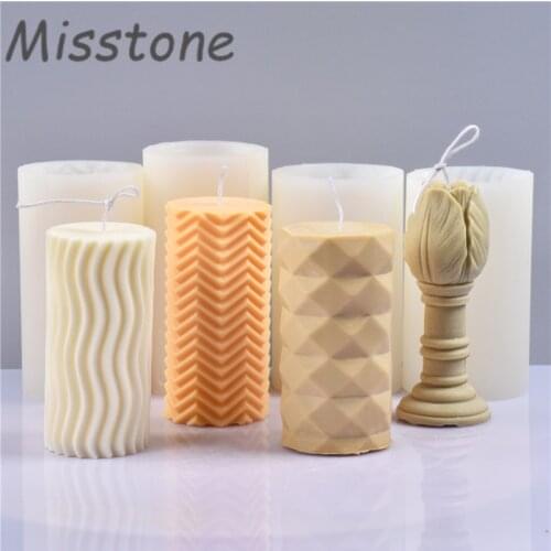 Cylindrical Silicone Candle Mold Pillar Columniform Bar Plaster Decoration Modern Architectural Style Roman Column Diy