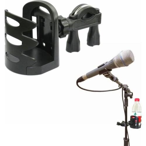 Drink Bottle Holder - Cup Caddy - Water, Mount Clamp Accessory for Mic Stand, Handle Bar, Pole, Music or Microphone Boom Stand