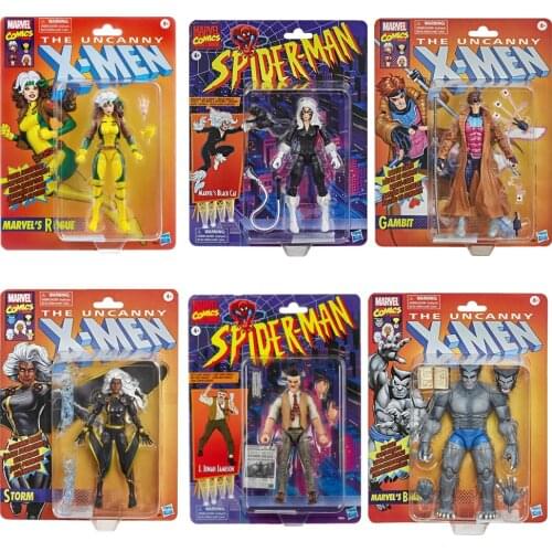 15cm Hasbro Marvel Legends X-Men Anime Figure Gambit Storm Rogue Retro Hanging Card Action Figure Collection Model Toys