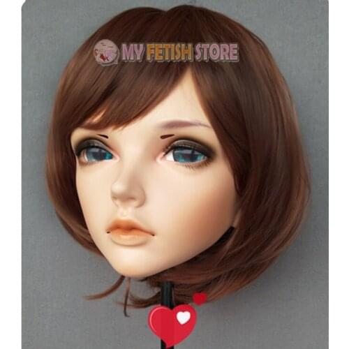 GL327)Female Sweet Girl Resin Half Head Kigurumi BJD Eyes Crossdress Cosplay Japanese Anime Role Lolita Mask With Eyes And Wig
