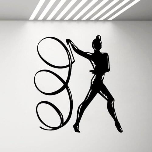 Art Gymnastics Ribbon Wall Vinyl Decals Sports Art Stickers Wallpaper Self Adhesive Girls Gift High Quality Mural G540