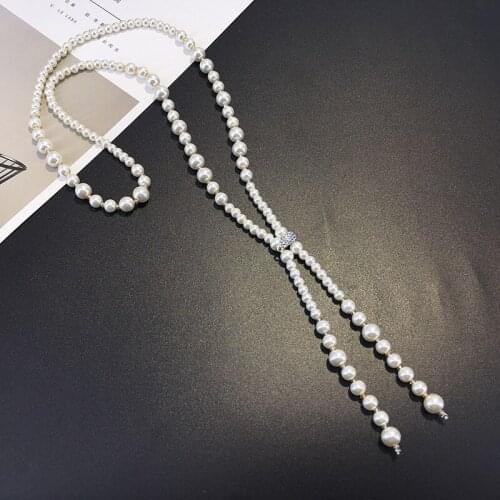 Korea fashion elegant pearl sweater chain necklace accessories all-match winter long female personality