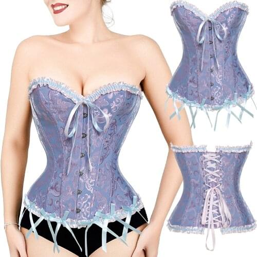 Women Lace up Back Sexy Floral Corset for Women Lingerie Bustier Top Plus Size Steampunk Corset Gothic Overbust Waist Trainer