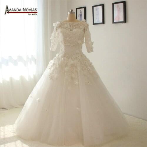 Strapless Lace Wedding Dress No train With Half Sleeve Jacket NS1359