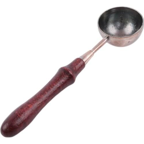 Hot Vintage Traditional Special Convenient Copper Wooden Handle Sealing Wax Spoon Wax Seals Specified Spoon Fire Paint Spoon