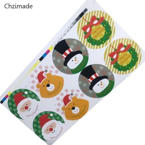 Lychee Life 80pcs Merry Christmas Round Package Seal Sticker Christmas Santa Claus Bear Flower Label Self Adhesive Sticker