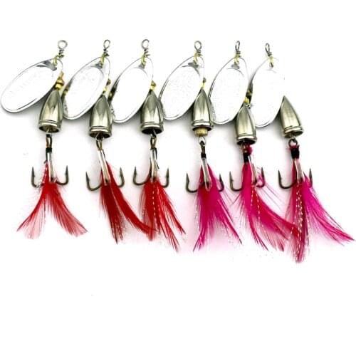 10pcs 7cm 8.3g Metal Fishing Lure Spoon Lure rotated double Sequins Bait Fishing Tackle Hard Bait Spinner Bait feathers hook