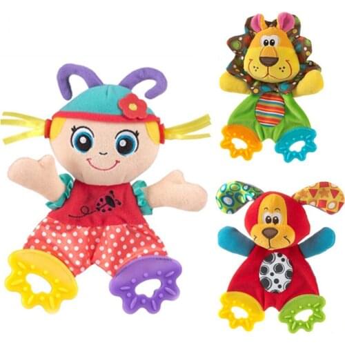 Newborn Baby Cute Playmate Plush Doll Toys Kids Cartoon Animals Hand Bells Rattles Toy Baby Teether Kids Teething Toys For Baby