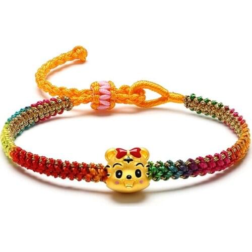 New Arrival 24K Yellow Gold Bracelet 3D Hard Gold Tiger Bracelet Women Gift 999 Gold Bracelet