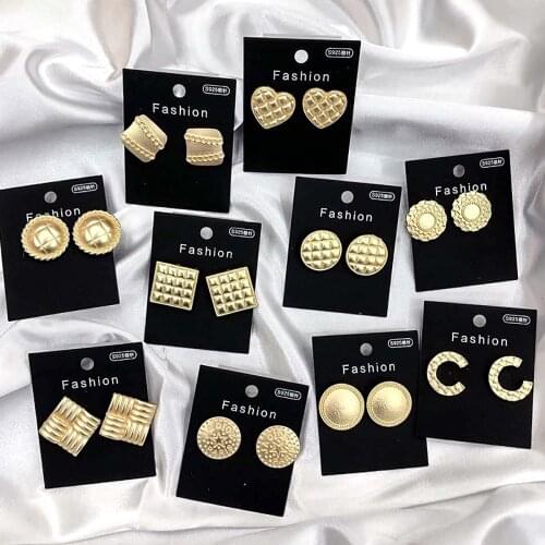 New Womens Gold Plated Bow Round Heart Love Earring For Women Bohemian Fashion Jewelry 2020 Geometric Statement Stud Earrings