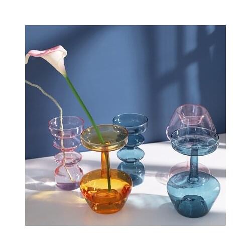 O.RoseLif Glass Vase Bubble Vase Artistic Color Transparent Vial Lovely Creative Living Room Decoration Furnishings
