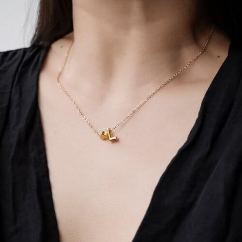 LOVR Fashion Tiny Heart Dainty Initial Necklace Gold Silver Color Letter Name Choker Necklace For Women Pendant Jewelry Gift