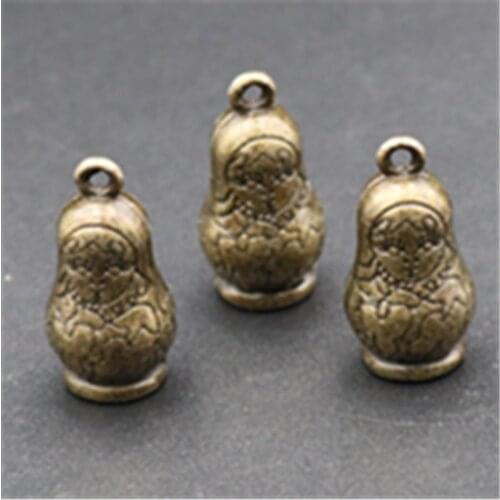 4pcs Antique bronze 3D Fighting nation Russian doll charm necklace bracelet DIY fashion jewelry zinc alloy pendants A621