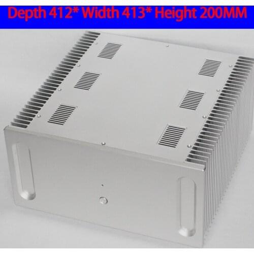KYYSLB 412*413*200MM All Aluminum Pure Post Amplifier Chassis Box House DIY Enclosure with Feet Screws Amplifier Case Shell