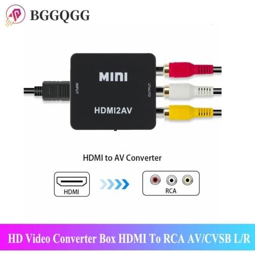 BGGQGG MINI 1080P HDMI TO AV Converter BOX HD Video Converter Box HDMI To RCA AV/CVSB L/R Video Mini HDMI To AV Support NTSC PAL