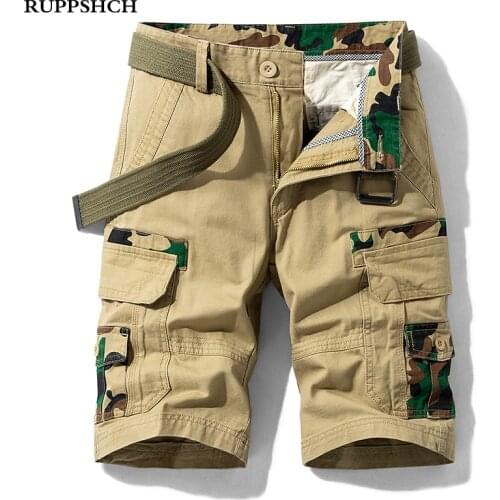 RUPPSHCH 2021 Summer New Men Cargo Shorts Men Cotton Casual Fashion High Quality Pocket Cargo Pants Streetwear New Men Short