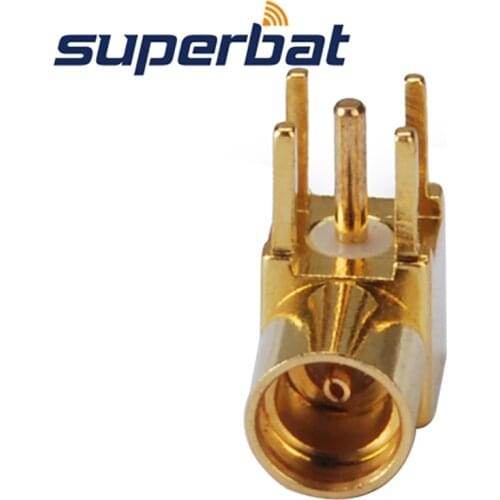 Superbat 10Pcs MMCX thru hole Jack Female Right Angle PCB Mount with solder post