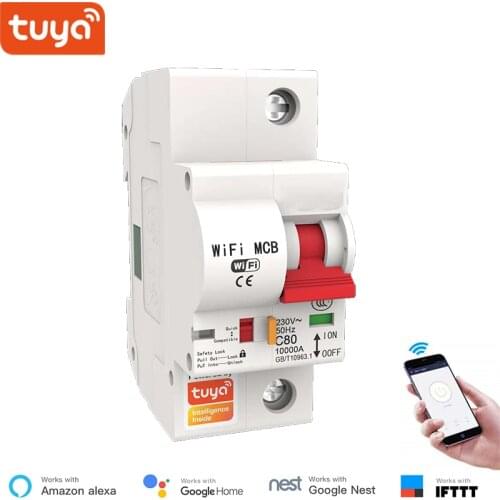 Tuya Smart WiFi 1P Smart Circuit Breaker Smart Life APP Control Overload ShortCircuit Protection Voice control Alexa Google Home