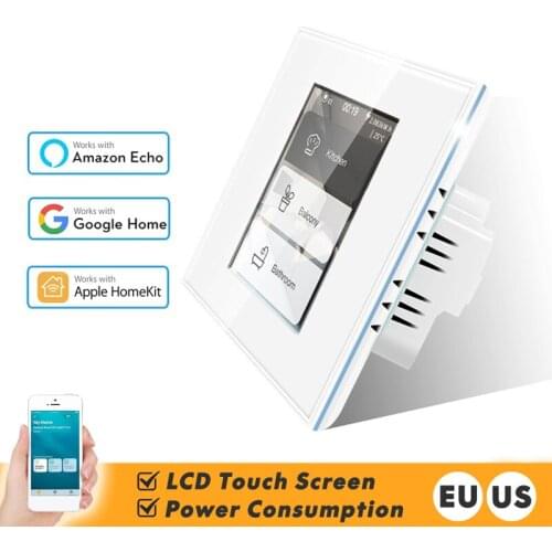 4 In 1 Wifi LCD Smart Switch Smart Home Wall Lamp And Curtain Touch Switches Support Apple Homekit App And Siri Voice Control