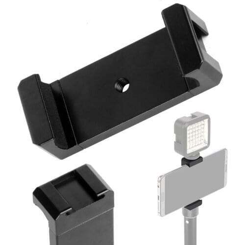 Aluminum Alloy Tripod Clamp Stand Holder Clip w Cold Shoe Mount for iPhone HUAWEI Vlog Video Record Smartphones for Gopro Gimbal