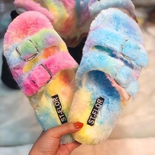 2021 Printed Womens Flat Shoes Summer Open Toe Plush Slippers Outdoor Fashion Sandals Casual Plus Size