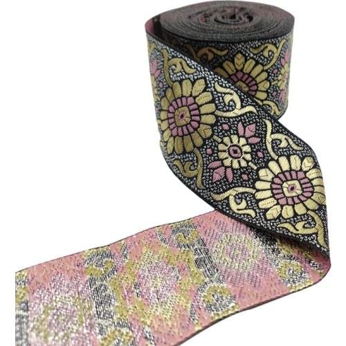 1 meters 55mm Ethnic Style Floral Jacquard Ribbon for DIY Craft Curtain Home Textile Stage Clothing Bags Decoration Accessories