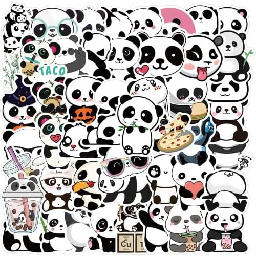 10/50PCS Cute Panda Stickers for Notebook Motorcycle Skateboard Computer Decal Cartoon Luggage Animal Decal Sticker