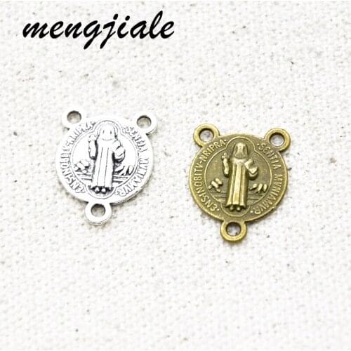 18PCS Wholesale Vintage Metal Rosary Beads Connector Charm For Cross Religious Pendants Necklace Jewelry Findings