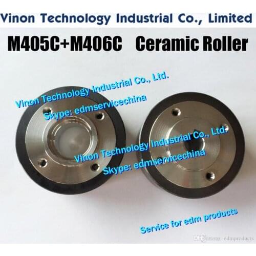 2pcs) M405C+M406C EDM Pinch Roller+Capstan Roller Set D57x32t (Black Ceramic type) X053C779G51+X053C778G51 for Mitsubishi DWC-H