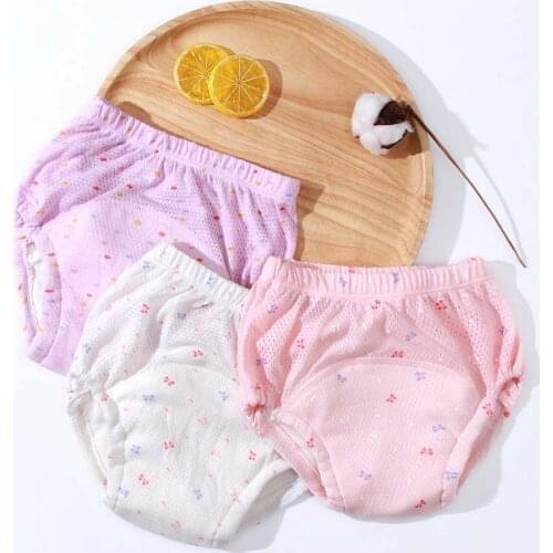 6pcs/lot Washable Baby Kids Toddler Gauze Cotton Diaper Pant Breathable Waterproof Reusable Infant Cutout Mesh Training Pants