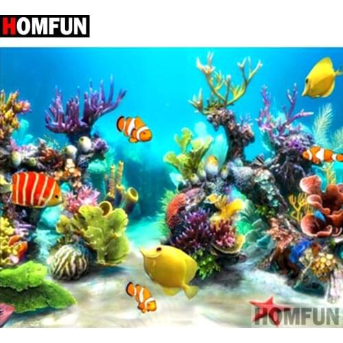 HOMFUN Full Square/Round Drill 5D DIY Diamond Painting "Cartoon fish" Embroidery Cross Stitch 5D Home Decor A16268