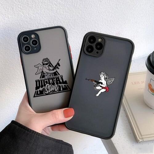 Angel Camera Protection Lid Phone Cases for iphone X XR XS max 12 mini 11 pro max 6s 7 8 Plus SE 2020 Matte Hard Shockproof Cove