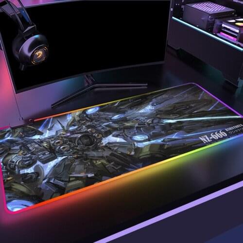 Anime Gundam NZ-666 RGB Large Gaming Mouse Pad Robot LED Lighting Mousepad Gamer Computer Desk Mat Pad Support DIY