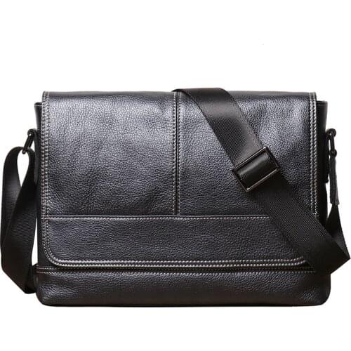 Real Genuine Leather Business Briefcase Men Black Shoulder Messenger Bags Male Document Handbag Laptop Bag Casual Cowhide Tote