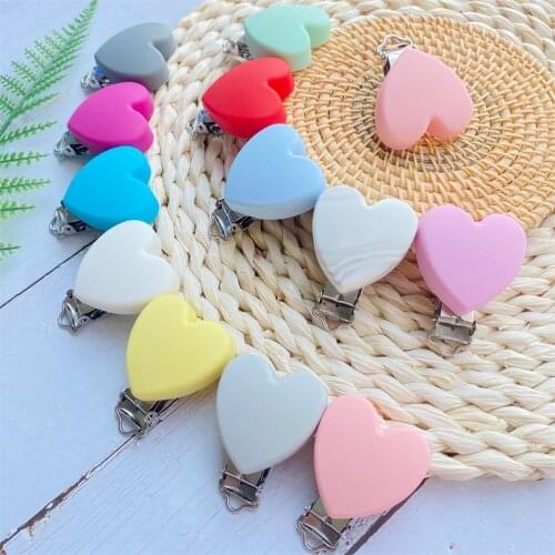 10PCS Heart shape Silicone Pacifier Clip Pacifier Chain Holder Soother Nursing Clips BPA Free Pacifier Chain Accessories