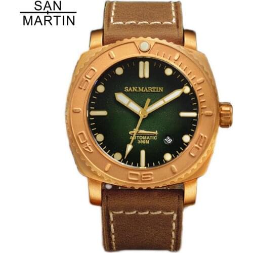 San Martin New SN078Q Bronze Diver Mens Watches Sapphire Glass 30Bar Waterproof Luminous Retro Male Automatic Mechanical Watch