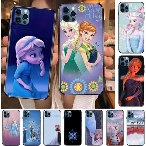 Frozen Elsa and Anna Anime Phone Cases cover For iphone 11 Pro Max case 12 8 7 6 S XR PLUS X XS SE 2020 mini black cell shell f